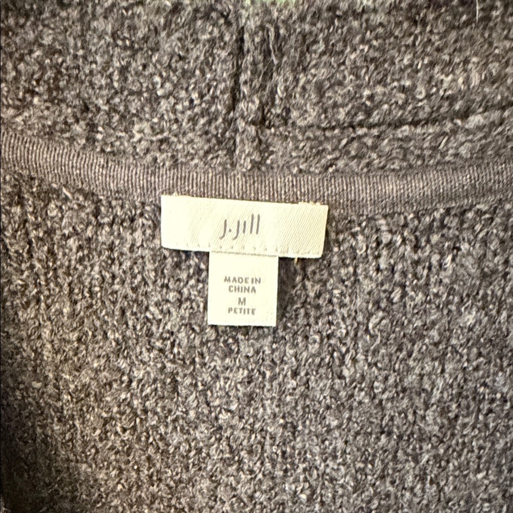 J. Jill Grey Womens MP Duster Cardigan Pockets Boucle Layer Winter - Picture 2 of 7